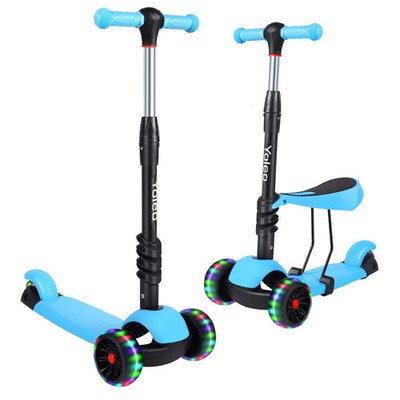 YOLEO Kinder Dreirad Tretroller mit abnehmbarem Sitz, LED blinkende Räder,
