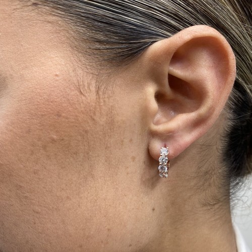 Diamond Earrings Round 1.47 Ct E-F VS1 Lab Created 14k Rose Gold - Picture 2 of 8