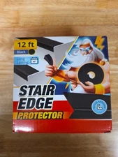 Stair Edge Protector 12 Ft - Black Rubber Edge Trim for Steps