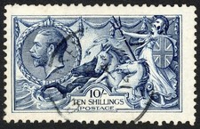 SG402 1913 Waterlow 10s indigo-blue, VF/U with cds clear of profile