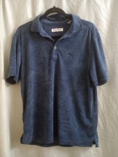Tommy Bahama Polo Blue Palm Leaf Textured Casual Luxury Golf Medium