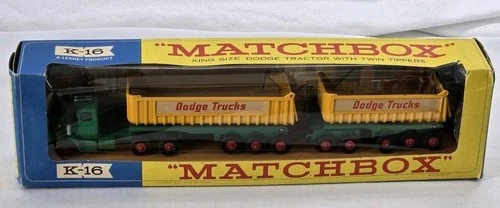 Vintage Matchbox Lesney King Size K-16 Dodge Tractor w/ Twin Tippers Train