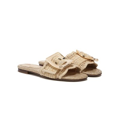 Sam Edelman Womens 6 M Natural Bambi Raffia Single Strap Slide