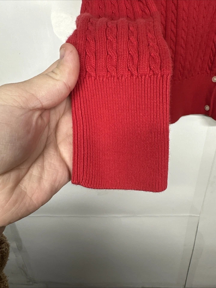 Cárdigan Ralph Lauren POLO Mini-Cable Tejido Algodón Niñas Talla Grande (12-14) Rojo Foto 4 de 4