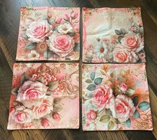 Spring Throw Pillow Covers 18x18 Set of 4 Decorative Outdoor Floral Covers Pink