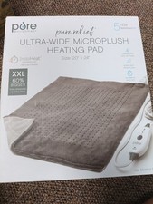 Pure Enrichment PureRelief XXL Ultra-Wide Electric Heating Pad 20"x24" Gray, New