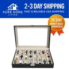 Dustproof 24-Compartment Watch Box - Secure Storage for Watches & Accessories