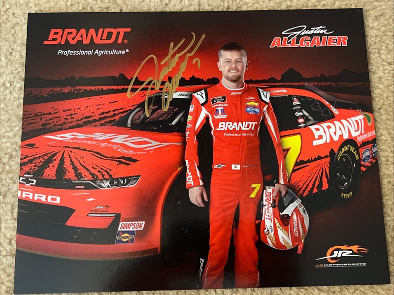 2020 JUSTIN ALLGAIER SIGNED BRANDT JR MOTORSPORTS" #7 NASCAR XFINITY POSTCARD