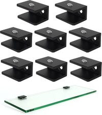 8 Pcs 3/8 Inch Glass Shelf Brackets Aluminum Alloy Matte Black