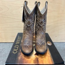 Children's Old West Burnt Tan J Toe Cowboy Boots Size 12 1/2