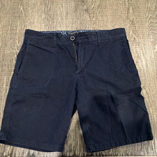 Banana Republic Men's Navy Chino Shorts Cotton Flat Front 9" Inseam Pockets