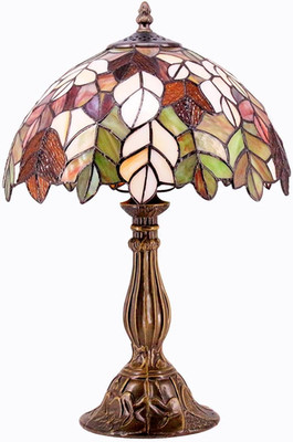 Stained Glass Maple Leaf Tiffany Table Lamp for Bedroom & Office Decor