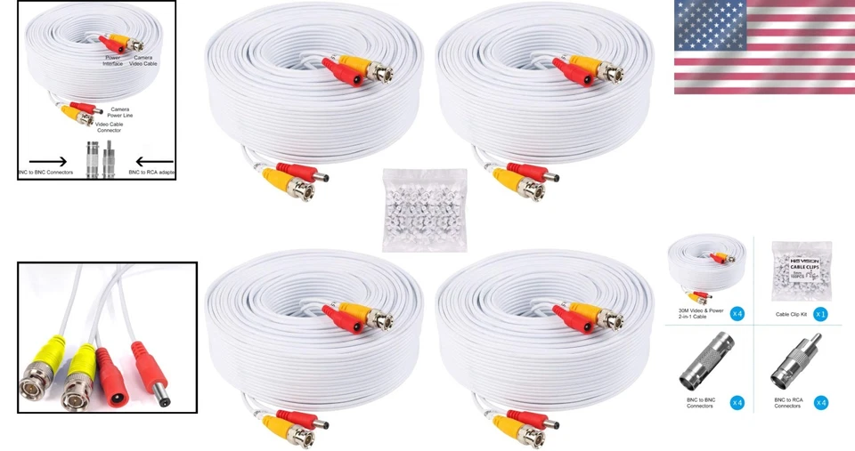 100ft Surveillance Camera Cable with BNC Connectors - Image 2 of 4