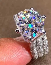 Engagement Ring 4 CT Excellent Round Cut Simulated Diamond 14K White Gold Plated