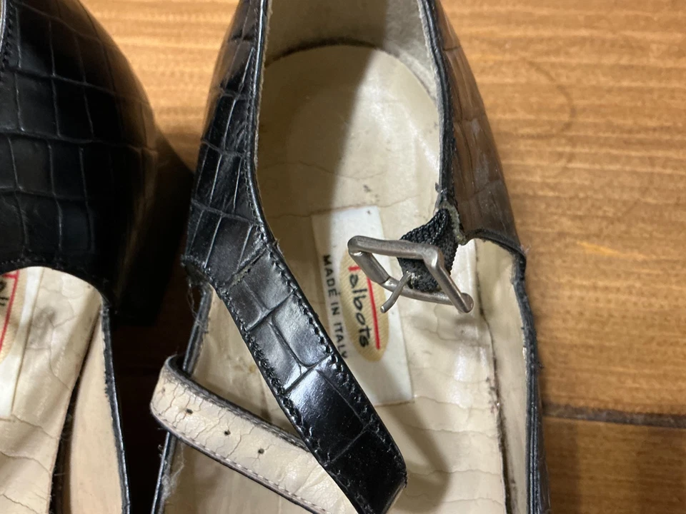 Tacones Mary Jane vintage Talbots de cuero negro en relieve para mujer talla 8 Foto 3 de 4