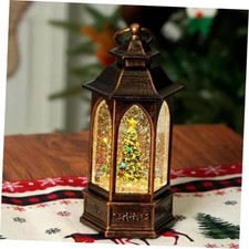Christmas Snow Globe Lantern with Music Timer Bronze