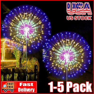 1-5×150 LED Solar Firework Lights Christmas Outdoor Garden Waterproof Path Decor