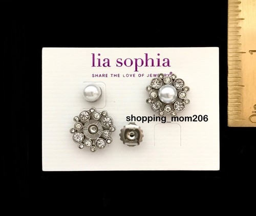 Lia Sophia "Nestled" 2-in-1 w/Cut Crystals & Pearl Stud Earrings - Picture 3 of 3