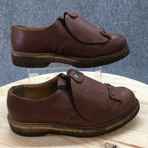 Vintage Vibram Shoes Mens 8 DX Slip On Brown Leather Round Toe Casual Low Top