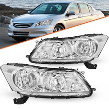 For 2008-2012 Honda Accord 4-door Sedan Chrome Headlights Clear Corner Lamps Lr