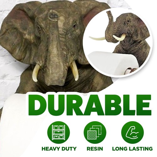 Novelty Elephant Toilet Roll Holder Wall Mounted Unique Bathroom Safari Ornament - Picture 7 of 24