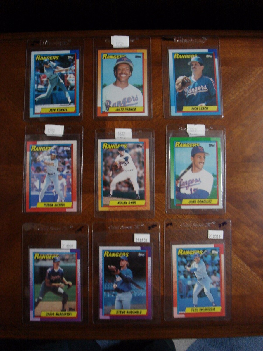 1990 Topps Baseball Card Rangers Team Lot. Near Mint-Mint