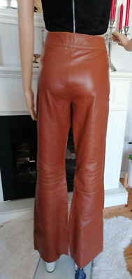 Apart Echtes Butterweiches Leder weite Bein Hose Gr.42 mit ZIERNÄHTE NEU