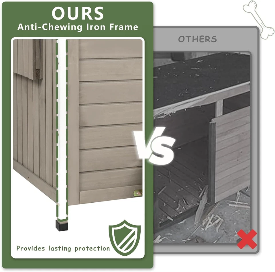 PETSCOSSET 41"L Wooden Dog House Outdoor Dog Kennel with Porch - Image 4 of 4