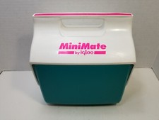 Vintage 90's Mini Mate Cooler By Igloo Made In USA Retro Teal Pink 6-Pack