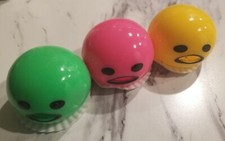 3pcs Squishy Egg Yolk Squeeze Ball With Yellow Goop Stress Relief Toy - New