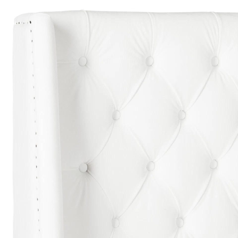 SAFAVIEH London Tufted Winged Headboard Flat Nail Head | White | Queen | - Image 2 of 4