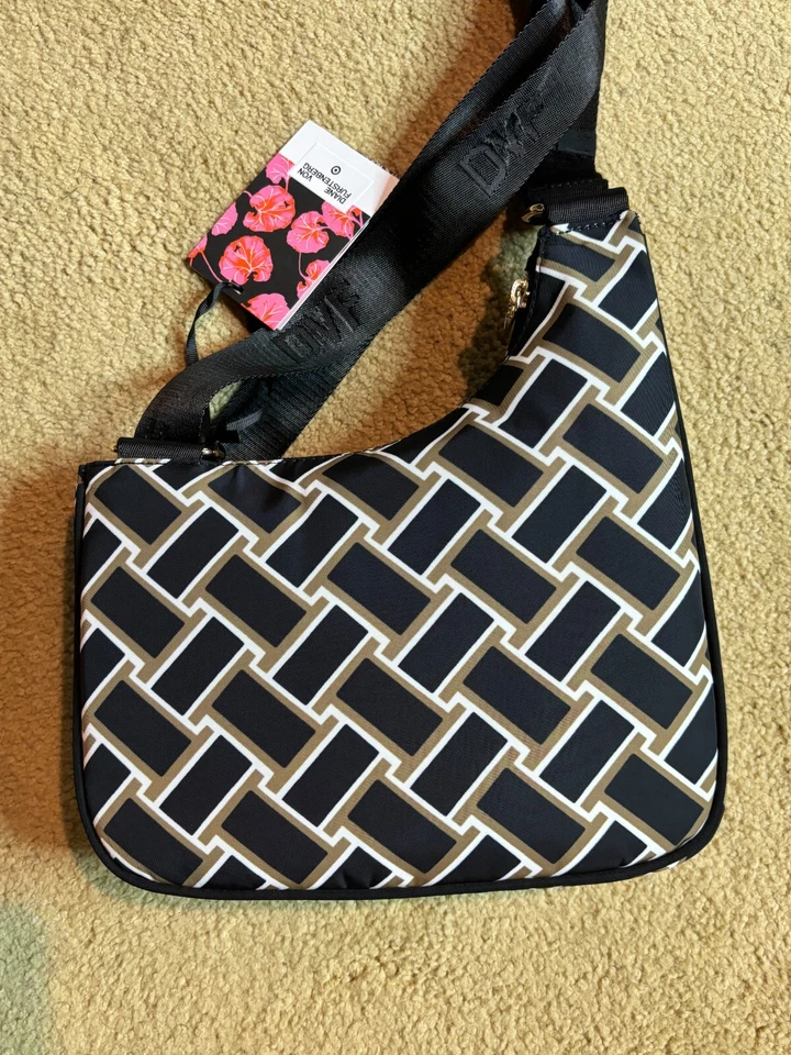 Bolso Bandolera Nuevo con Etiquetas DVF Diane Von Furstenberg Target Vintage Tejido Neutro Utilitario Foto 4 de 4