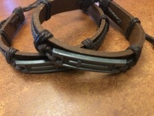 Christian Brown Leather Cross Cord Bracelet Religious - Great for Confirmations