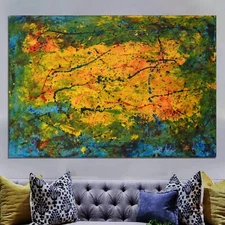 64”X44” Pollock/Richter style canvas ￼painting Acrylic,Abstract, Modern,X Large