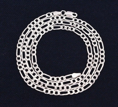 Vtg 925 Italian Italy Sterling Silver 4mm Figaro Chain 20 long