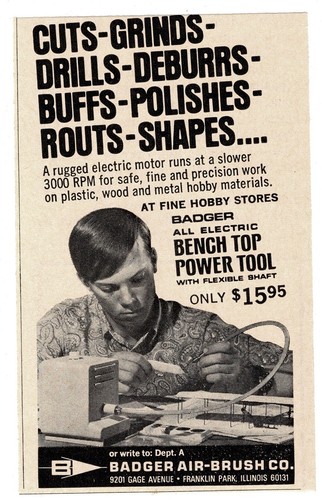 1968 BADGER Electric Bench Top Power Tool Vintage Print Ad