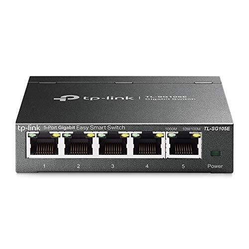 TP-Link TL-SG105E Switch 5 Porte RJ45 Gigabit 10/100/1000 Mbps, Monitora la Rete