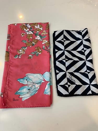 Je 2 Vintage Vera Schals hübsch rosa geblümt und schwarz geometrisch