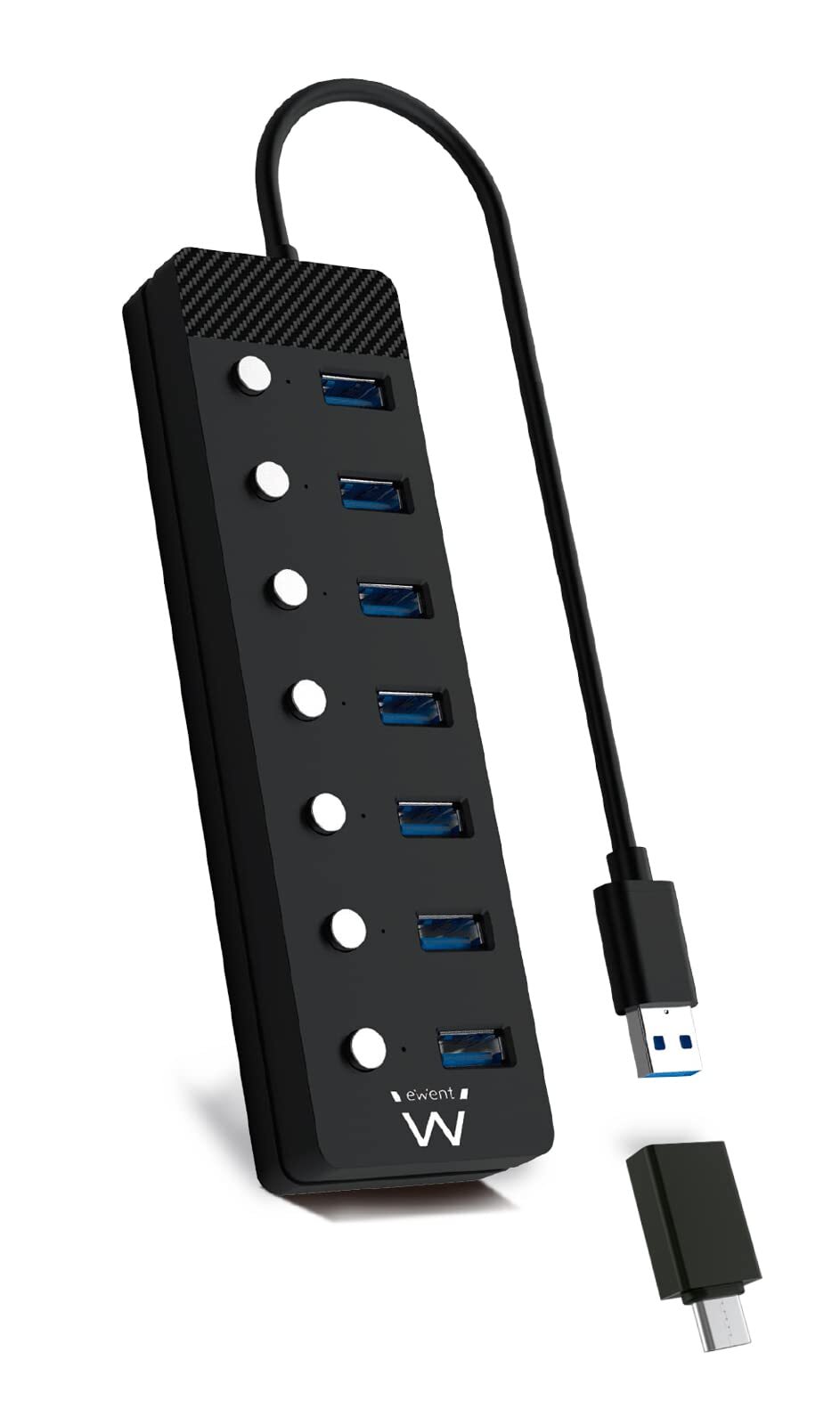 Ewent EW1147 Hub USB 3.2 Gen1, Ciabatta multipresa USB, Sdoppiatore USB, 7 Porte