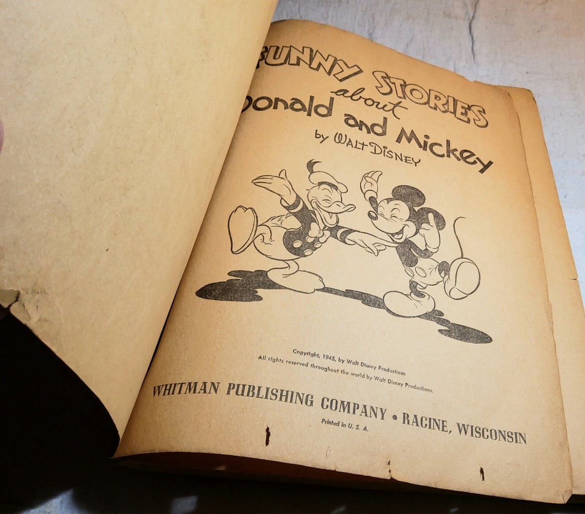 1945 DATED FUNNY STORIES ABOUT DONALD AND MICKEY BY WALT DISNEY