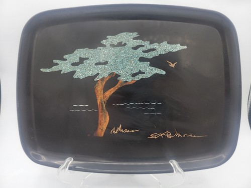 Vintage Couroc Monterey Cypress Lacquer Ware Tray – signed by SFB Morse 12X10.5"
