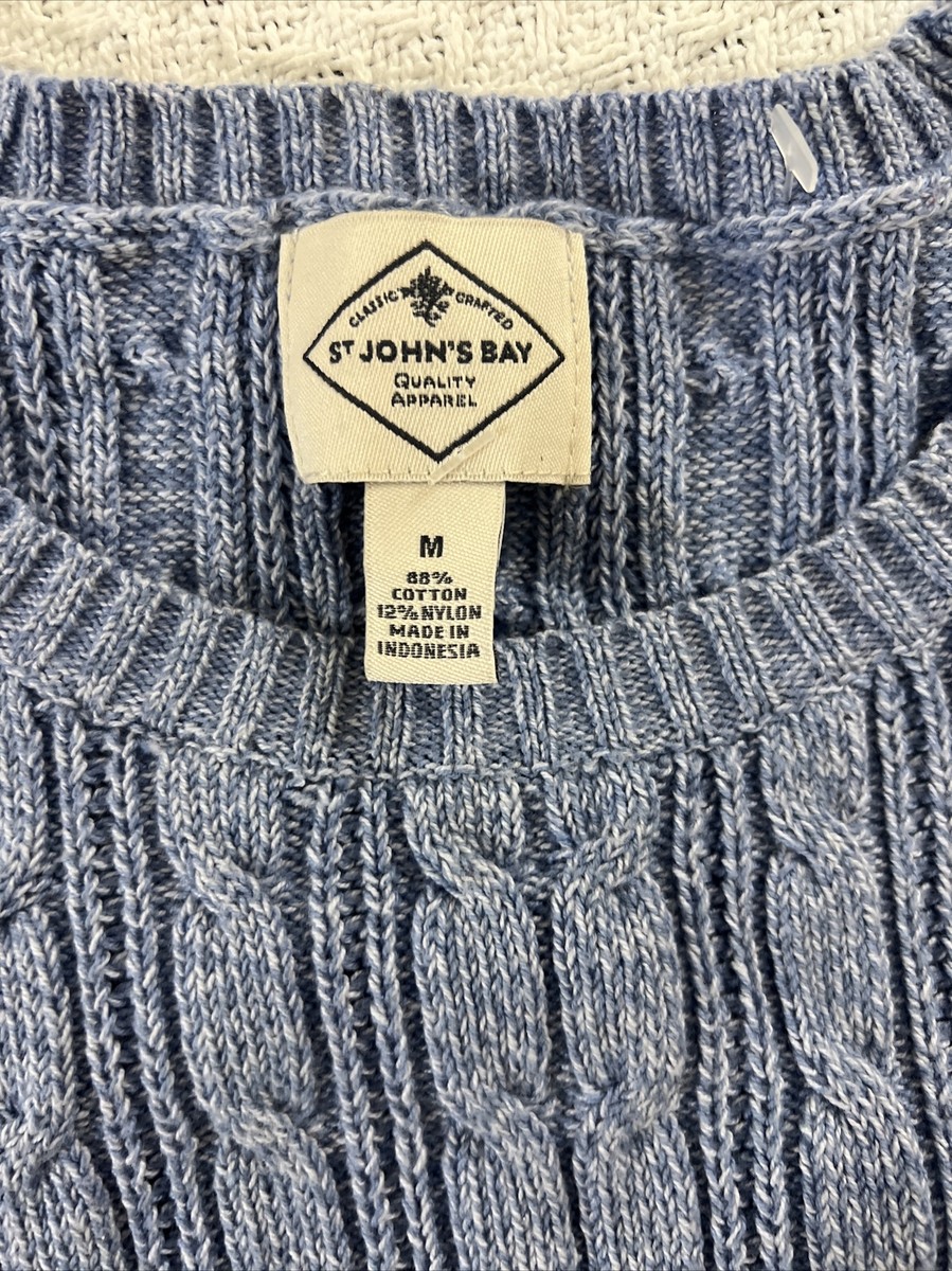 St Johns Bay Women's Cable Knit Sweater Crew Neck Long Sleeve