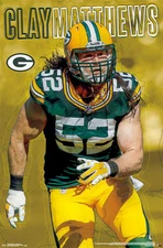 Clay Matthews INTENSITY Green Bay Packers NFL Football Official 22x34 POSTER