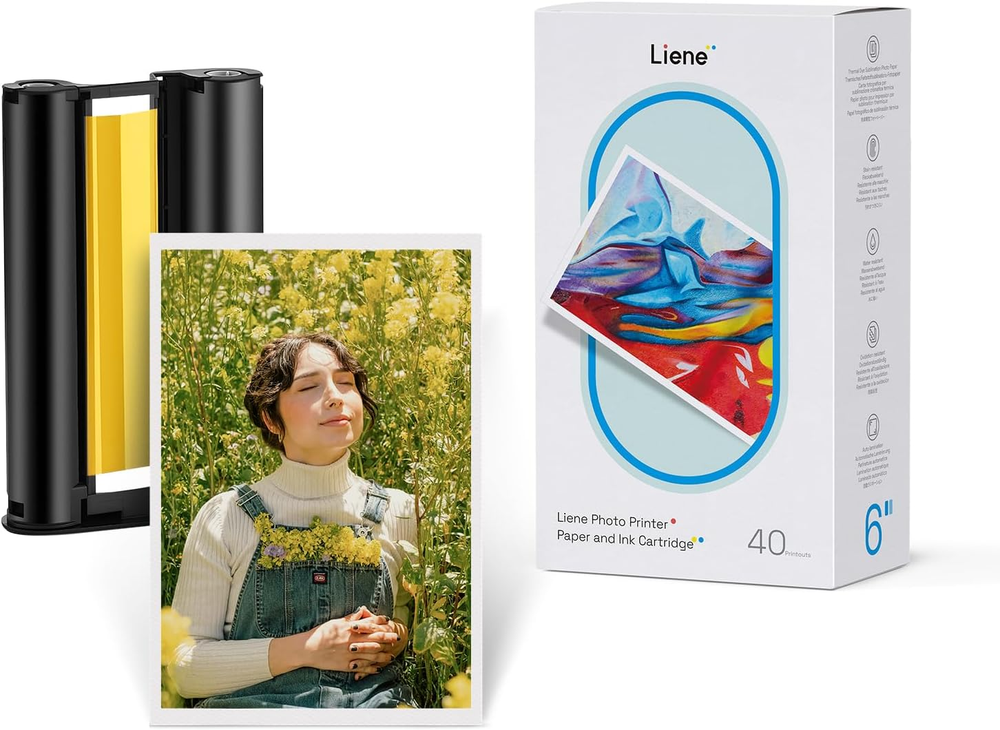 Liene 4X6 Photo Printer Paper & Cartridge Refill Kit - 40 Sheets