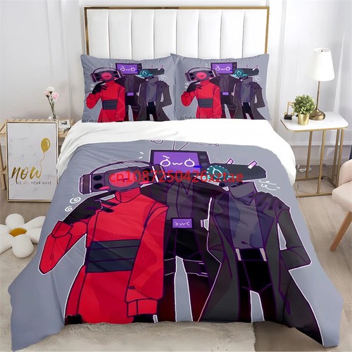 Skibidi Toilet Game Logo Bedding Set Duvet Cover Set 3 Piece anime Print new - Picture 24 of 40