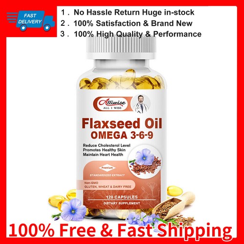 120PCS Flaxseed Oil Omega 369 Capsules,Promotes Skin & Maintain Heart
