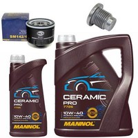 MotoröL Filter Set Mannol 10W-40 6 Liter + Schraube FüR Renault Megane 1.9 2.0