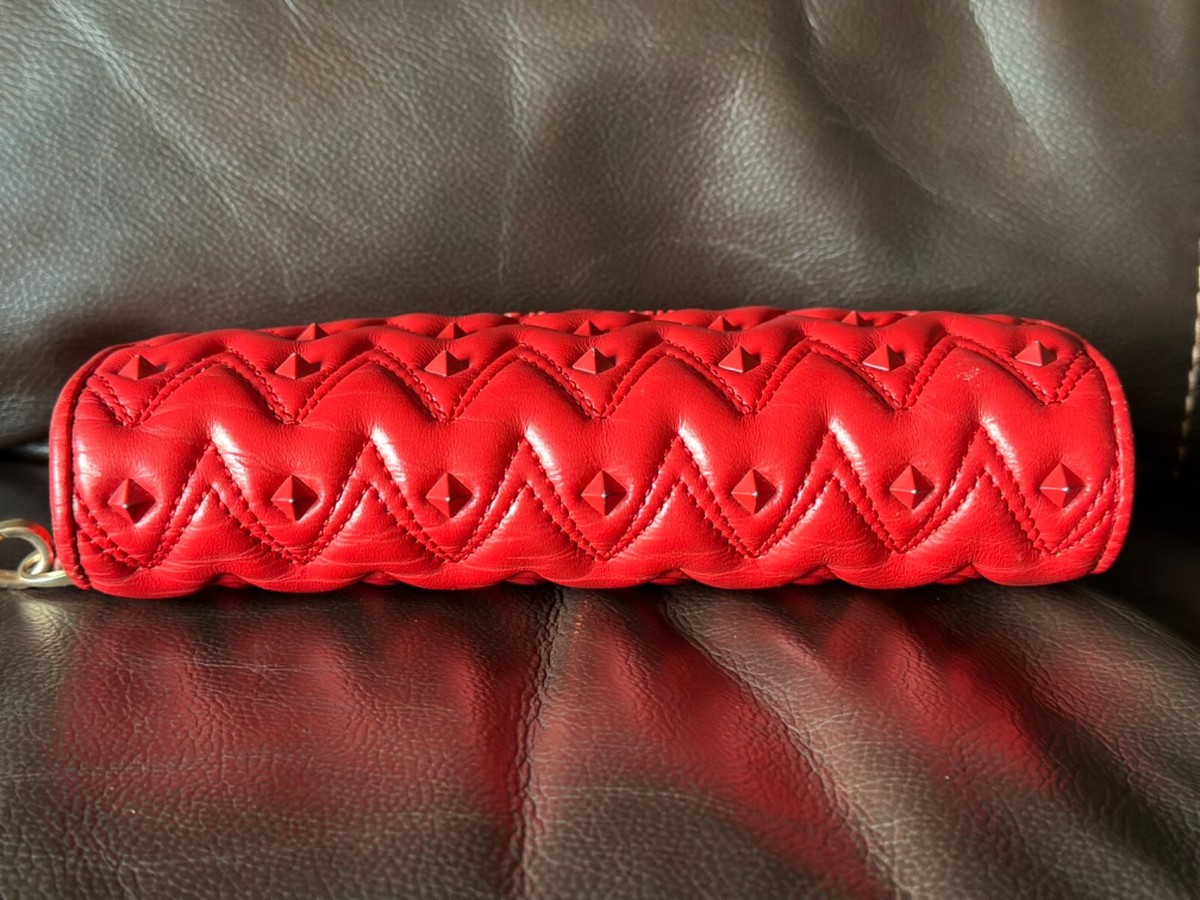 Valentino by Mario Valentino Red Studded Quilted Leather