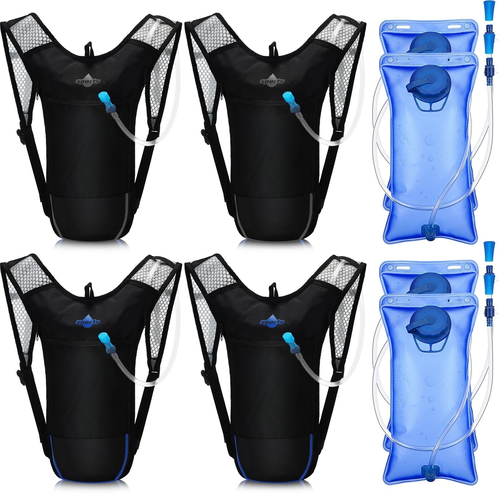 4 Pack Hydration Backpack with 2L Bladder Lightweight Running Hiking Gear