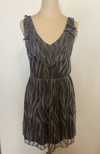 Charlotte Russe Women Gray Mesh Print Animal Print Overlay Cocktail Dress Small